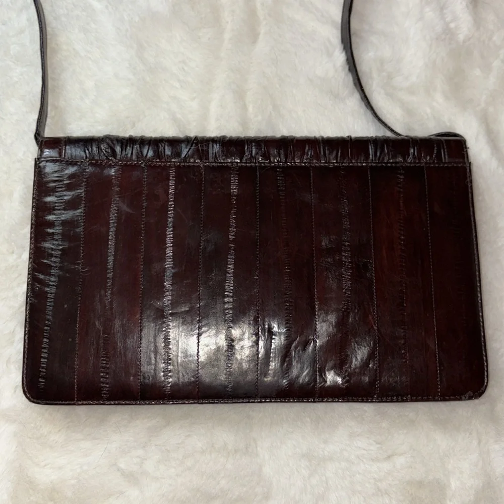 Genuine Luxury EEL Skin Purse w/ Strap Converts to Clutch Bag - Picture 5 of 15
